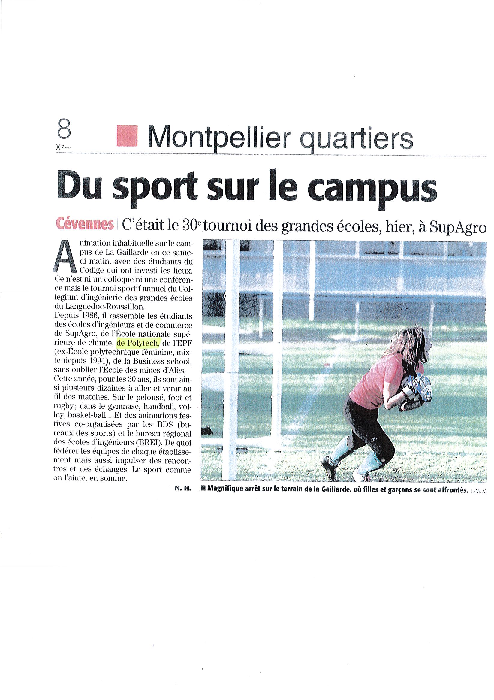 Midi Libre du sport sur le campus 11 12 2016