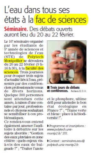 Midi Libre Leau dans tous ses etats 18 fev 2017