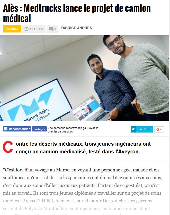 Midi Libre Medtrucks lance le projet de camion medical 3 oct 2017