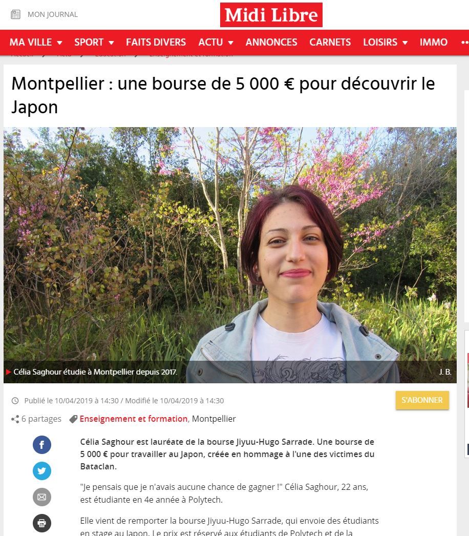 Midi Libre Celia Saghour 10 04 2019