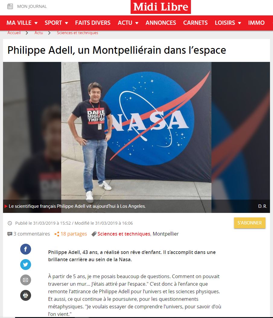 Midi Libre Philippe Adell 31 03 2019